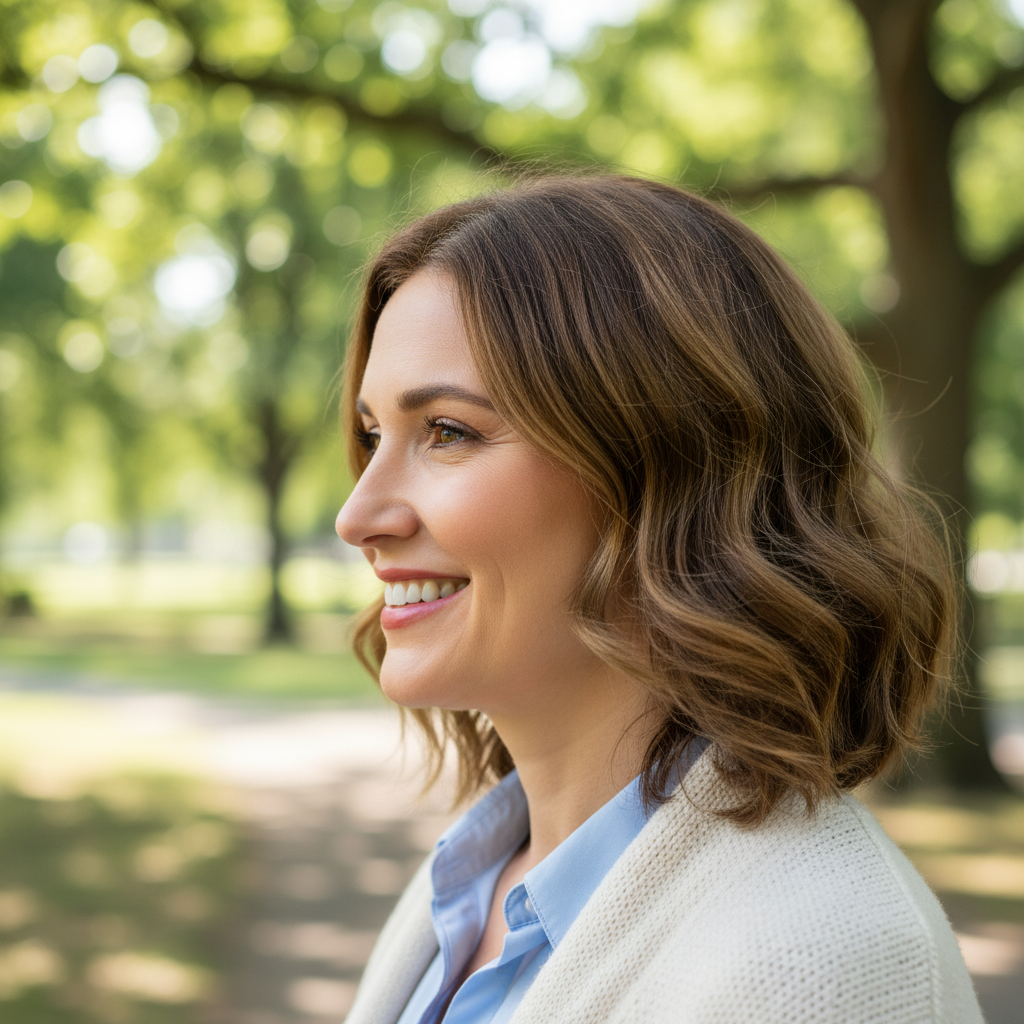 generate a realistic avatar profil ID that comments on trustpilot like a housewife in a park